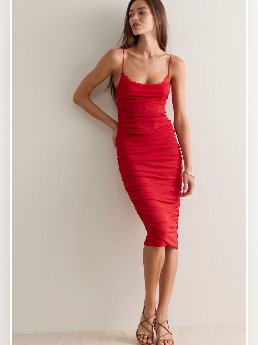 Free People Instant Attraction Midi Dress in Luxe Red
